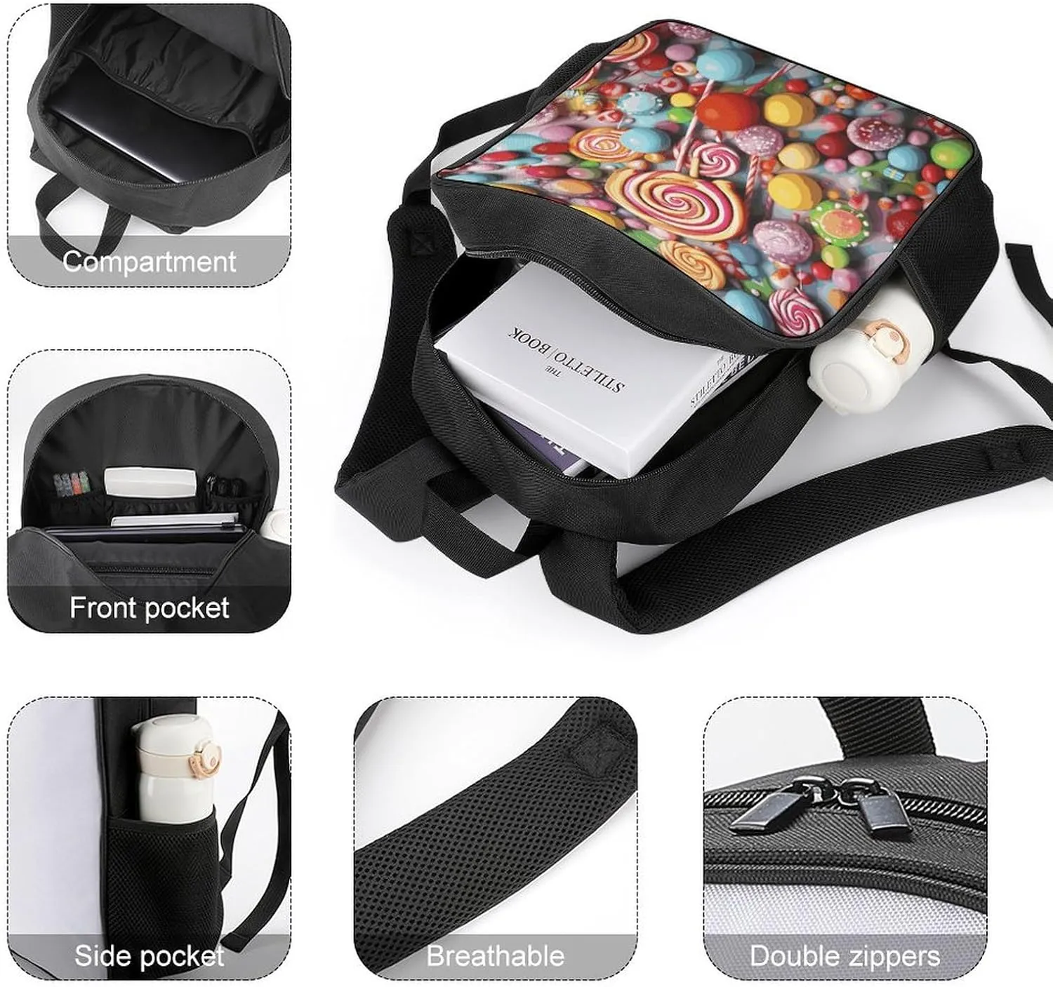 Lightweight Backpacks Cute Travel Bag Durable Candy Printing Small Travel Backpack For Women & Men