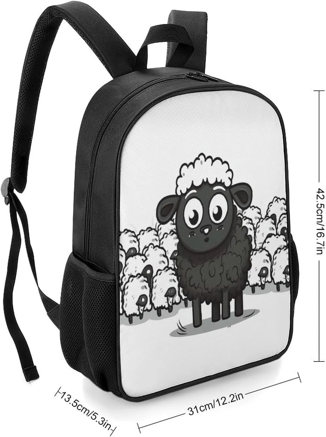 Lightweight Backpacks Cute Travel Bag Durable Cartoon Black White Sheep Printing Small Travel Backpack For Women & Men