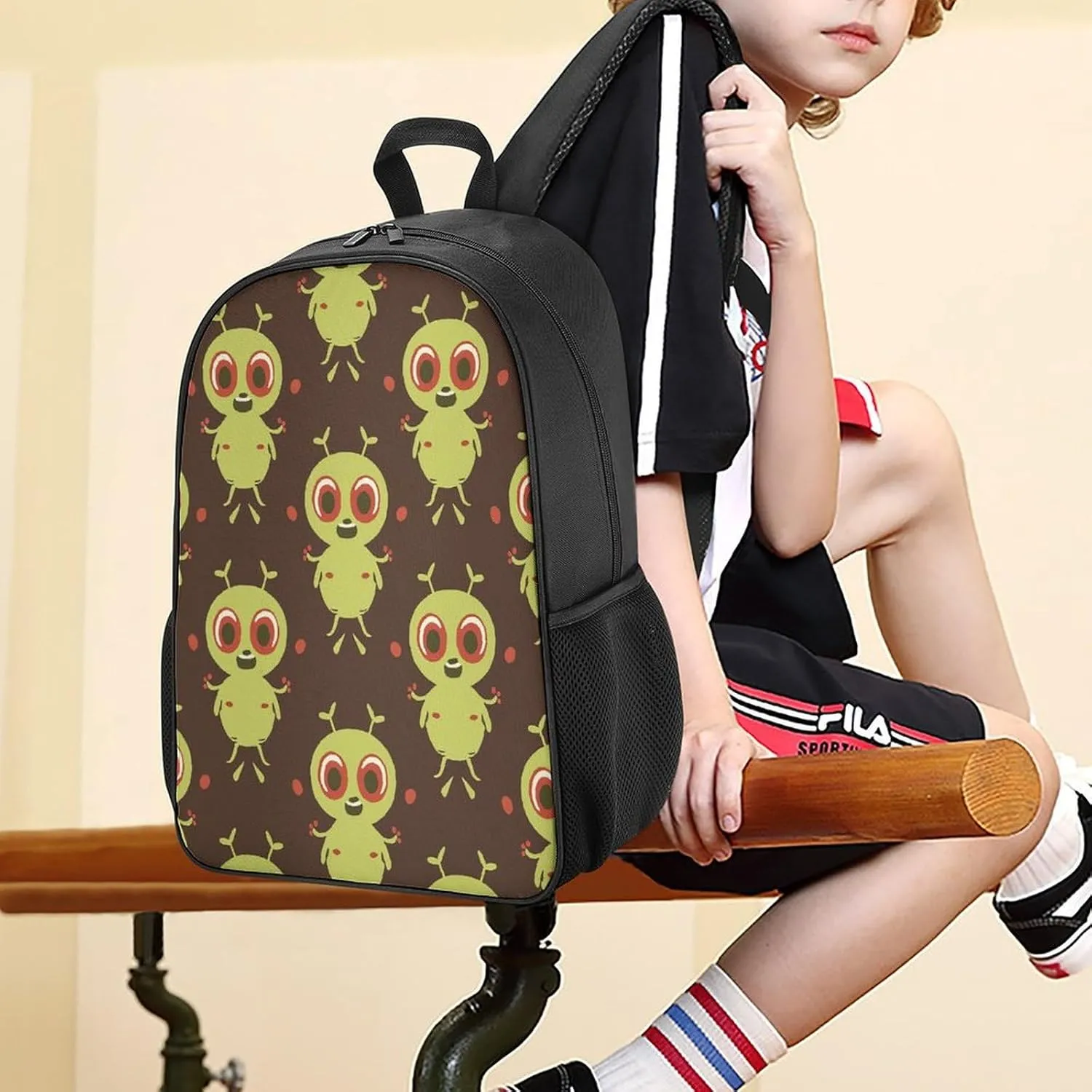 Lightweight Backpacks Cute Travel Bag Durable Cartoon Green Biont Printing Small Travel Backpack For Women & Men