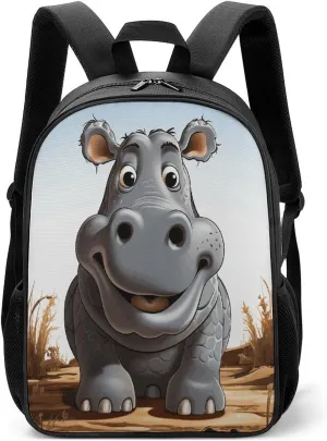 Lightweight Backpacks Cute Travel Bag Durable Cartoon Hippo Printing Small Travel Backpack For Women & Men