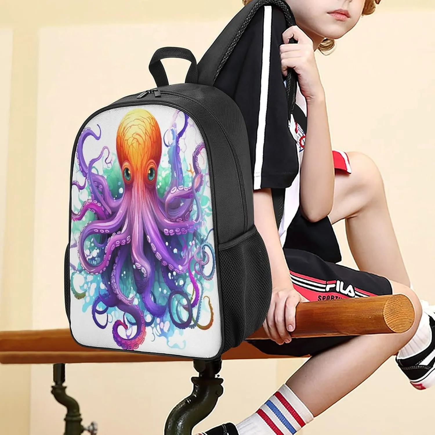 Lightweight Backpacks Cute Travel Bag Durable Colorful Octopus Printing Small Travel Backpack For Women & Men