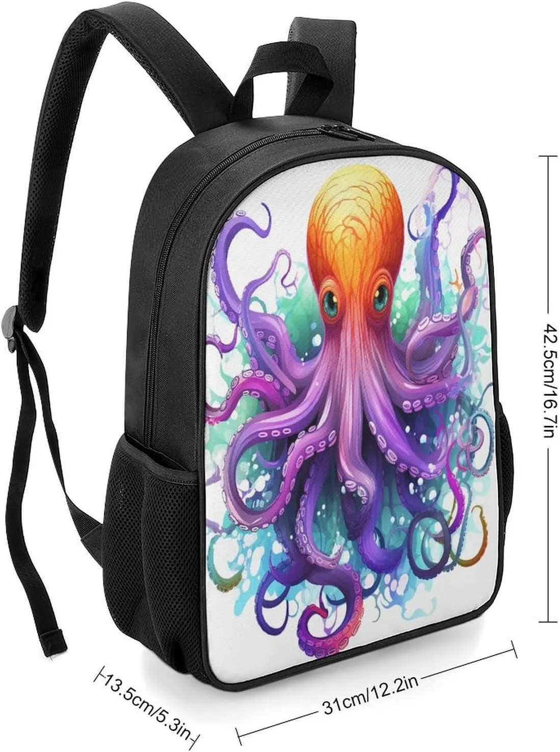 Lightweight Backpacks Cute Travel Bag Durable Colorful Octopus Printing Small Travel Backpack For Women & Men