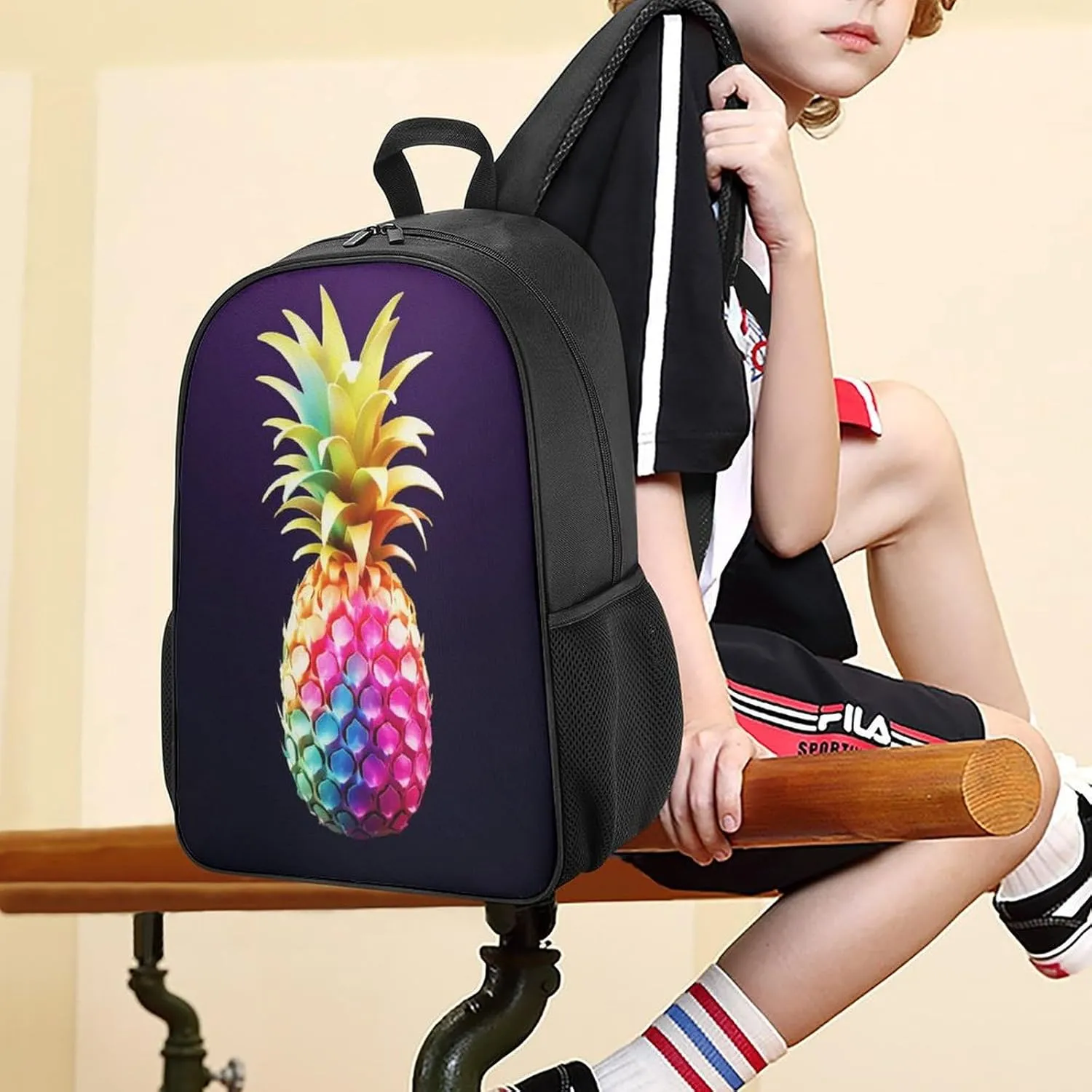 Lightweight Backpacks Cute Travel Bag Durable Colorful Pineapple Printing Small Travel Backpack For Women & Men