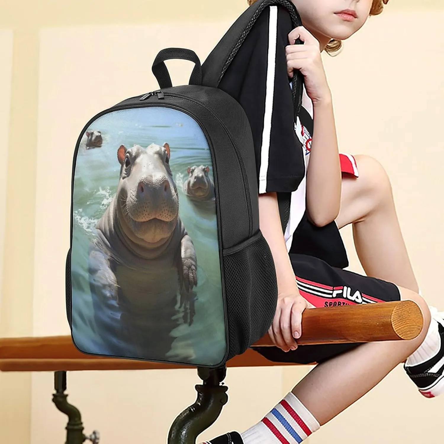 Lightweight Backpacks Cute Travel Bag Durable Cute Hippos Printing Small Travel Backpack For Women & Men