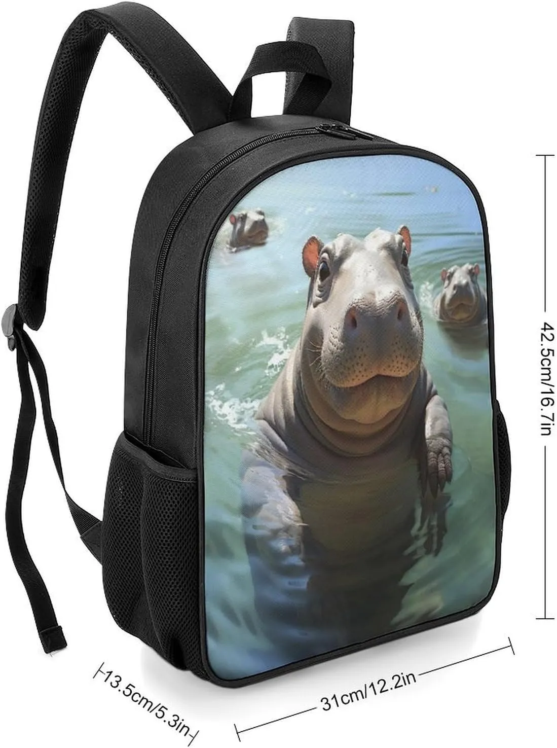 Lightweight Backpacks Cute Travel Bag Durable Cute Hippos Printing Small Travel Backpack For Women & Men