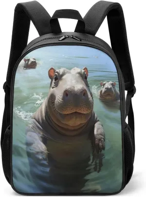 Lightweight Backpacks Cute Travel Bag Durable Cute Hippos Printing Small Travel Backpack For Women & Men