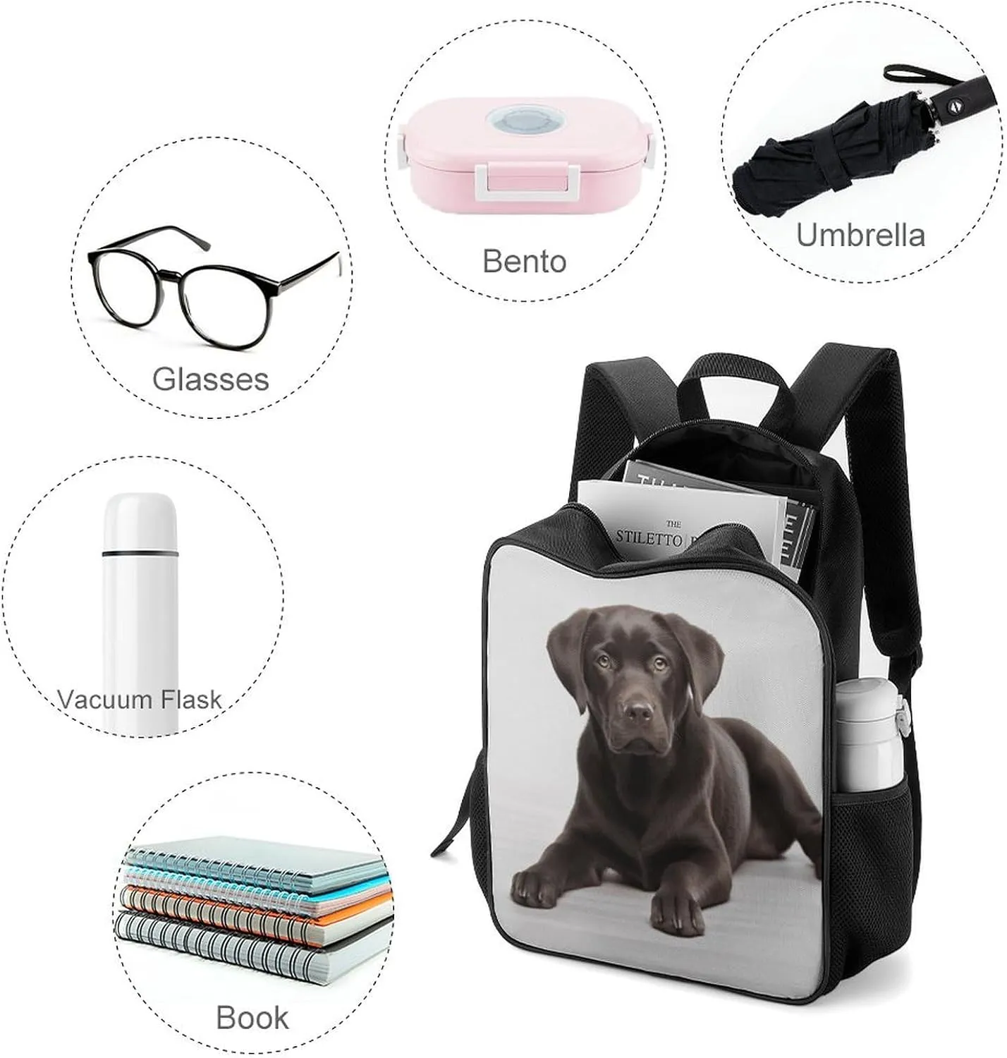 Lightweight Backpacks Cute Travel Bag Durable Dog Printing Small Travel Backpack For Women & Men