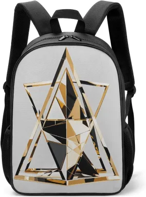 Lightweight Backpacks Cute Travel Bag Durable Fashion Modern Black White Gold Triangle Printing Small Travel Backpack For Women & Men
