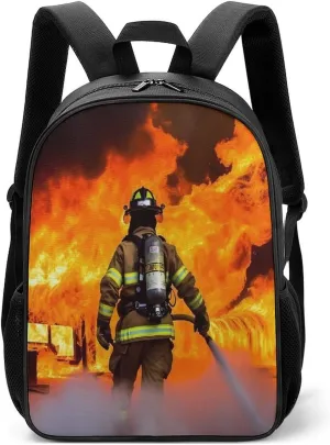 Lightweight Backpacks Cute Travel Bag Durable Firefighter Fireman Flame Printing Small Travel Backpack For Women & Men