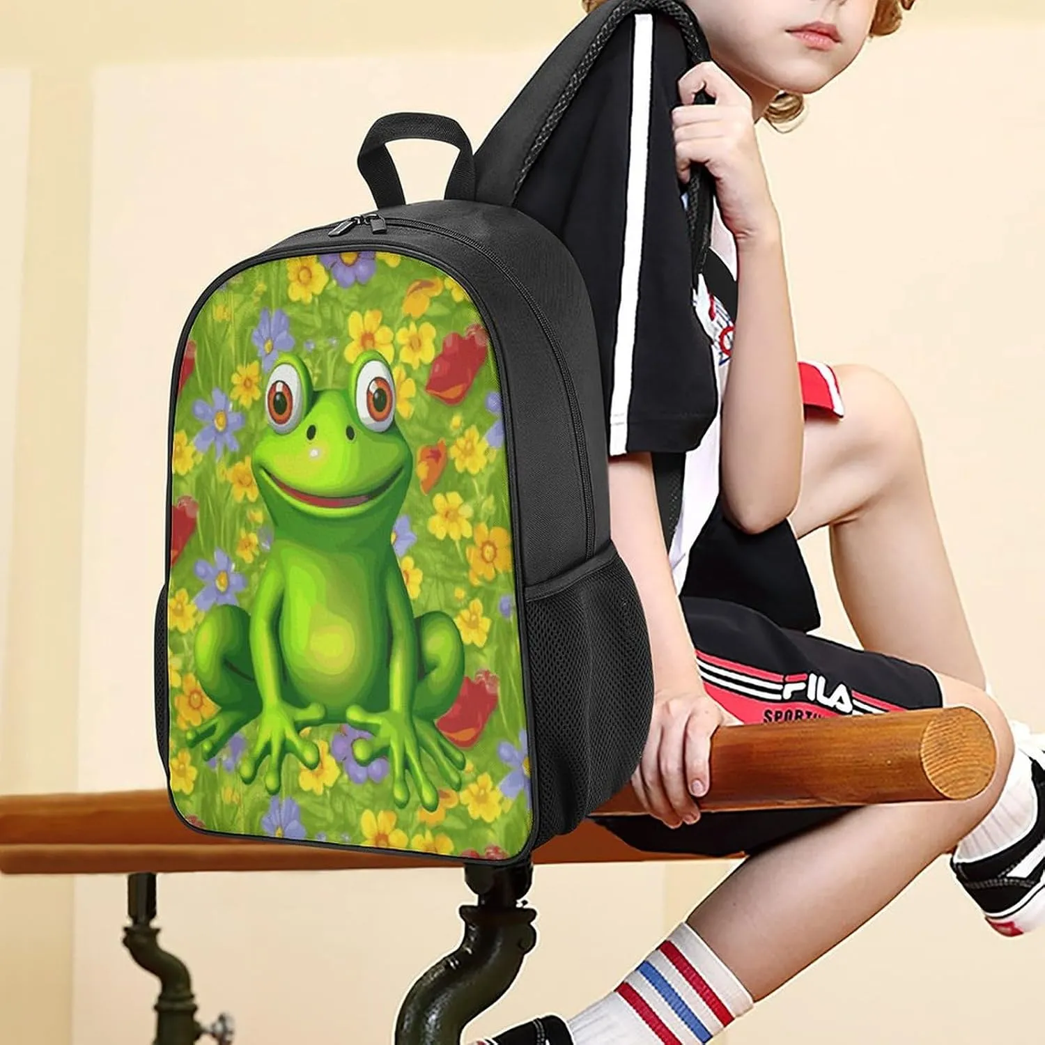 Lightweight Backpacks Cute Travel Bag Durable Frog Printing Small Travel Backpack For Women & Men