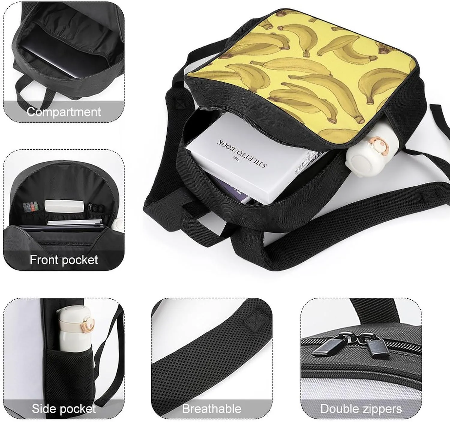 Lightweight Backpacks Cute Travel Bag Durable Fruit Pattern Printing Small Travel Backpack For Women & Men