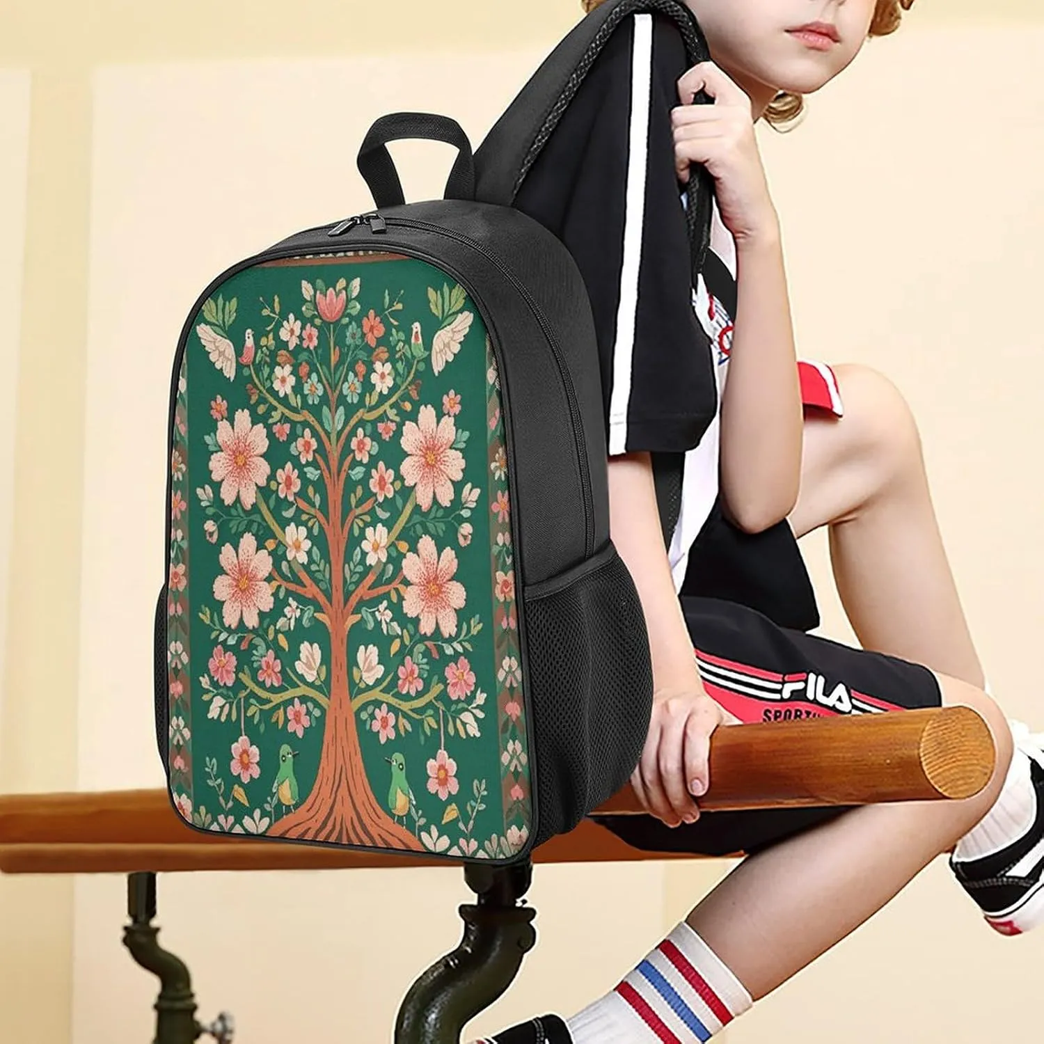 Lightweight Backpacks Cute Travel Bag Durable Green Tree of Life Printing Small Travel Backpack For Women & Men
