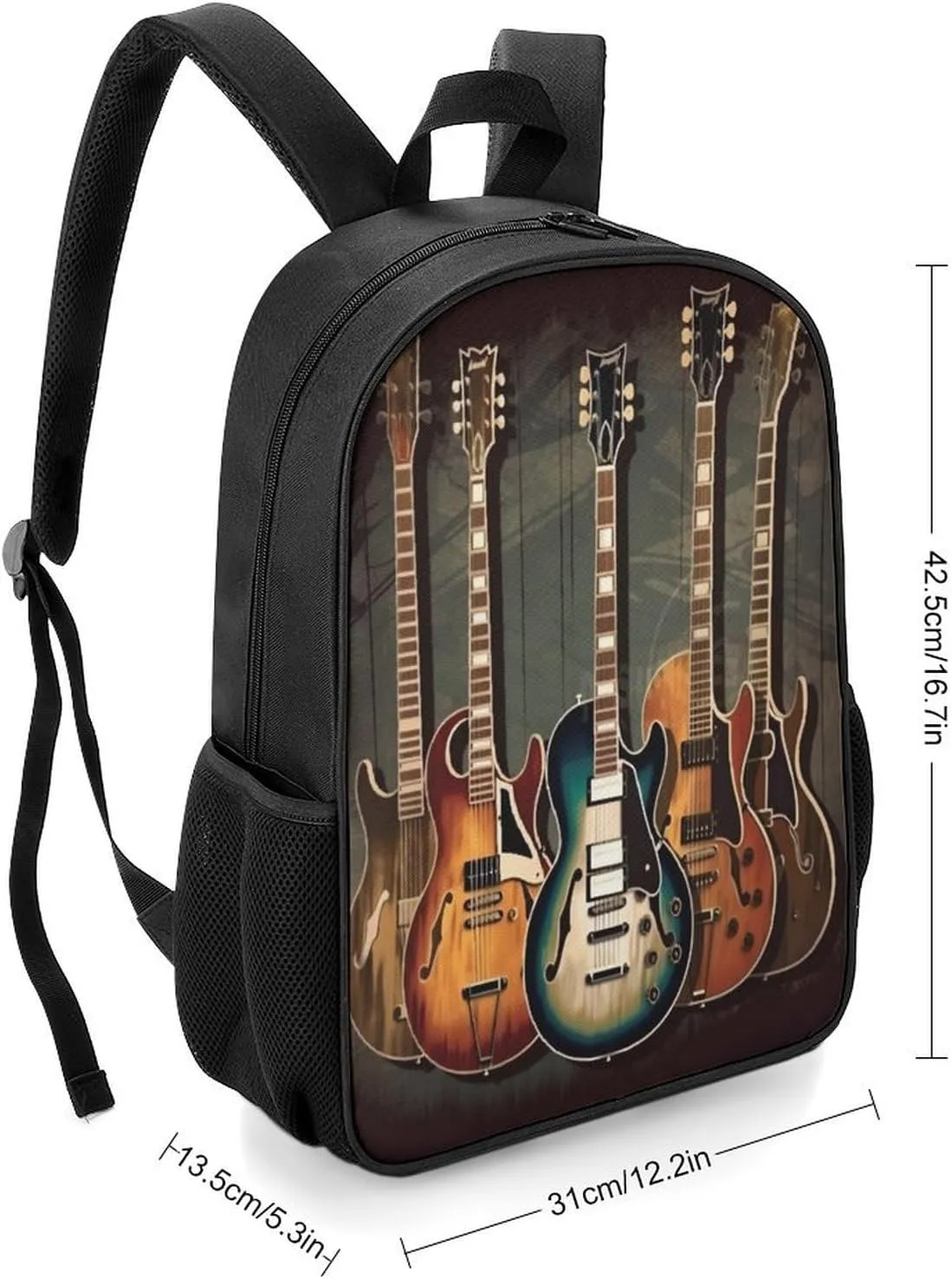 Lightweight Backpacks Cute Travel Bag Durable Guitars Art Printing Small Travel Backpack For Women & Men