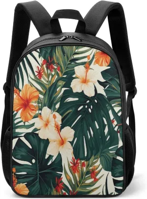 Lightweight Backpacks Cute Travel Bag Durable Hawaiian Flower Leaves Printing Small Travel Backpack For Women & Men