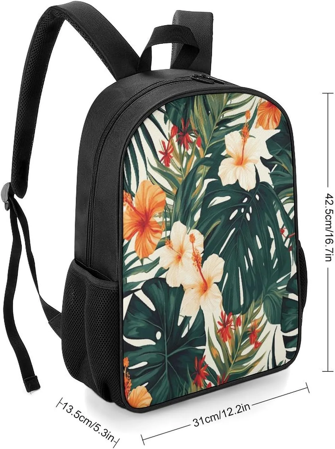Lightweight Backpacks Cute Travel Bag Durable Hawaiian Flower Leaves Printing Small Travel Backpack For Women & Men