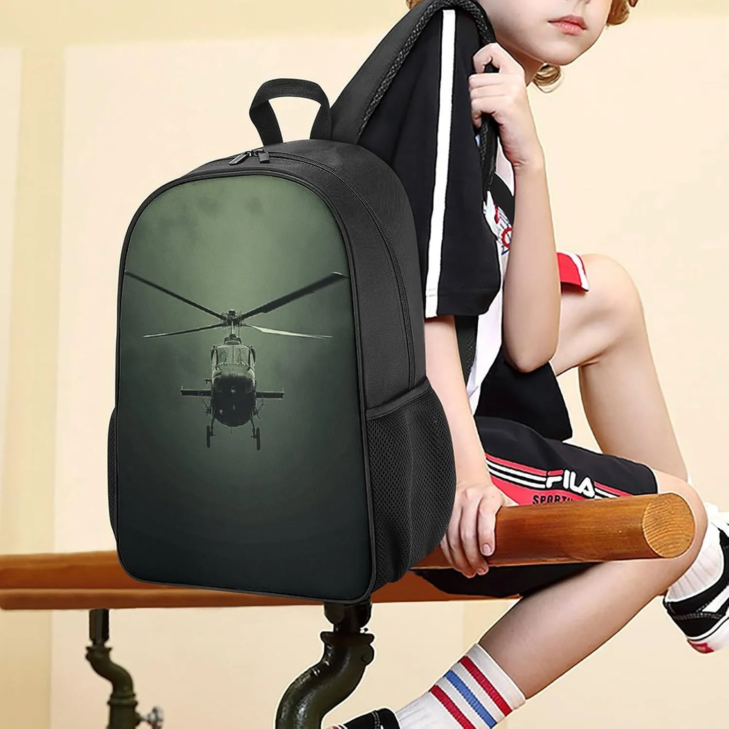 Lightweight Backpacks Cute Travel Bag Durable Helicopter Printing Small Travel Backpack For Women & Men