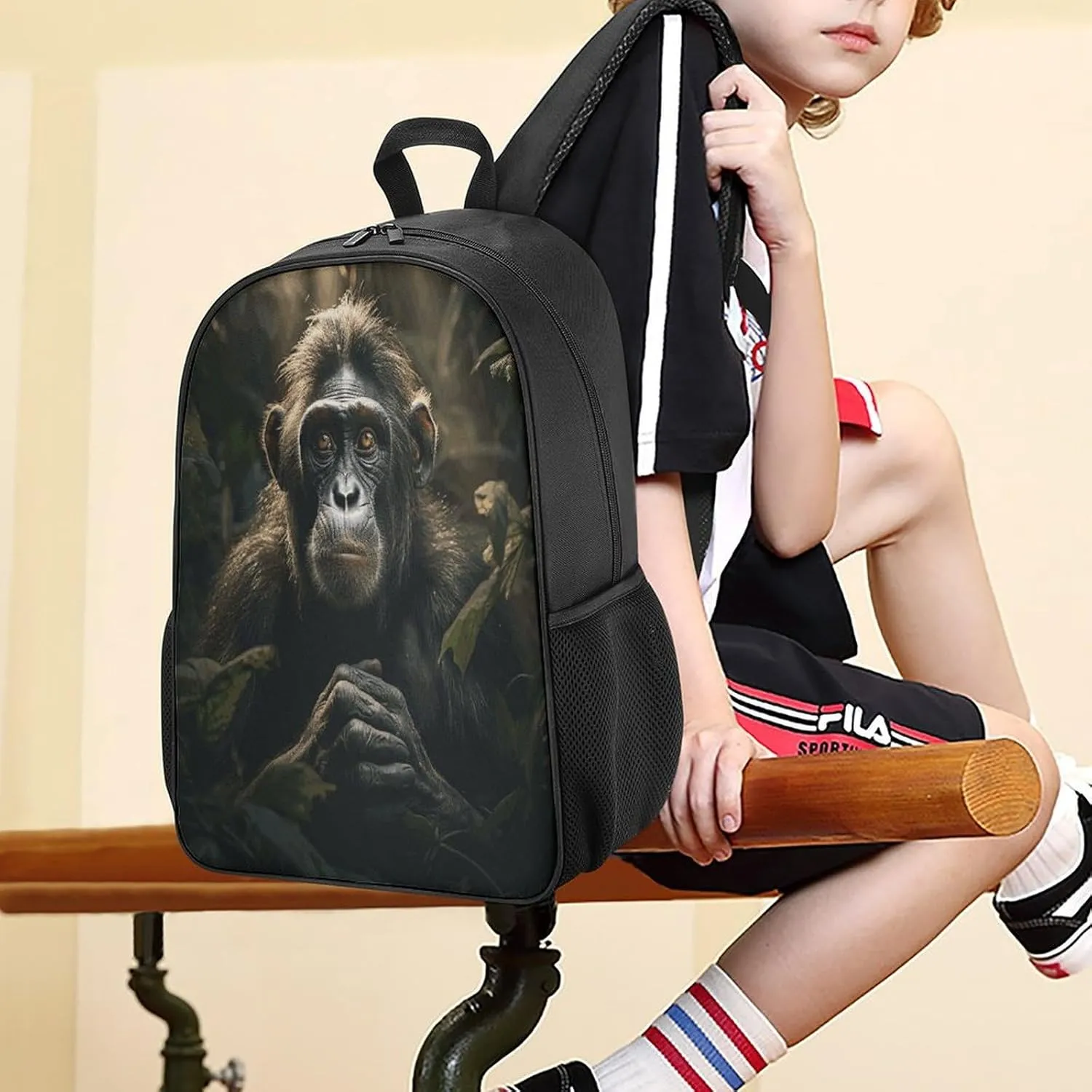 Lightweight Backpacks Cute Travel Bag Durable Monkey in Jungle Printing Small Travel Backpack For Women & Men