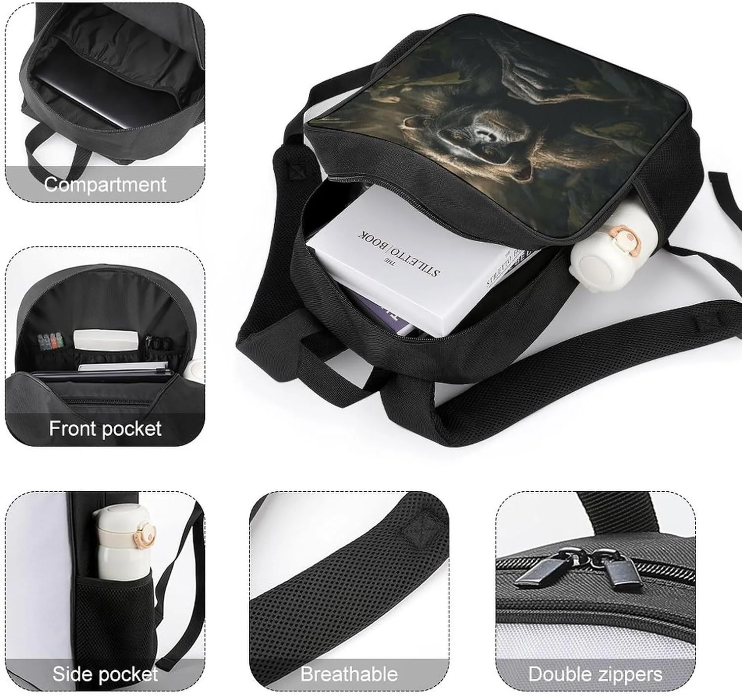 Lightweight Backpacks Cute Travel Bag Durable Monkey in Jungle Printing Small Travel Backpack For Women & Men
