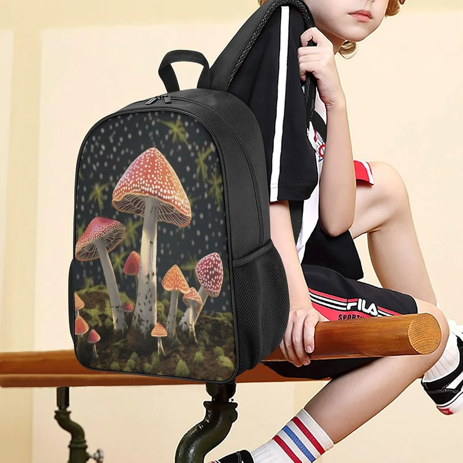 Lightweight Backpacks Cute Travel Bag Durable Mushroom Printing Small Travel Backpack For Women & Men