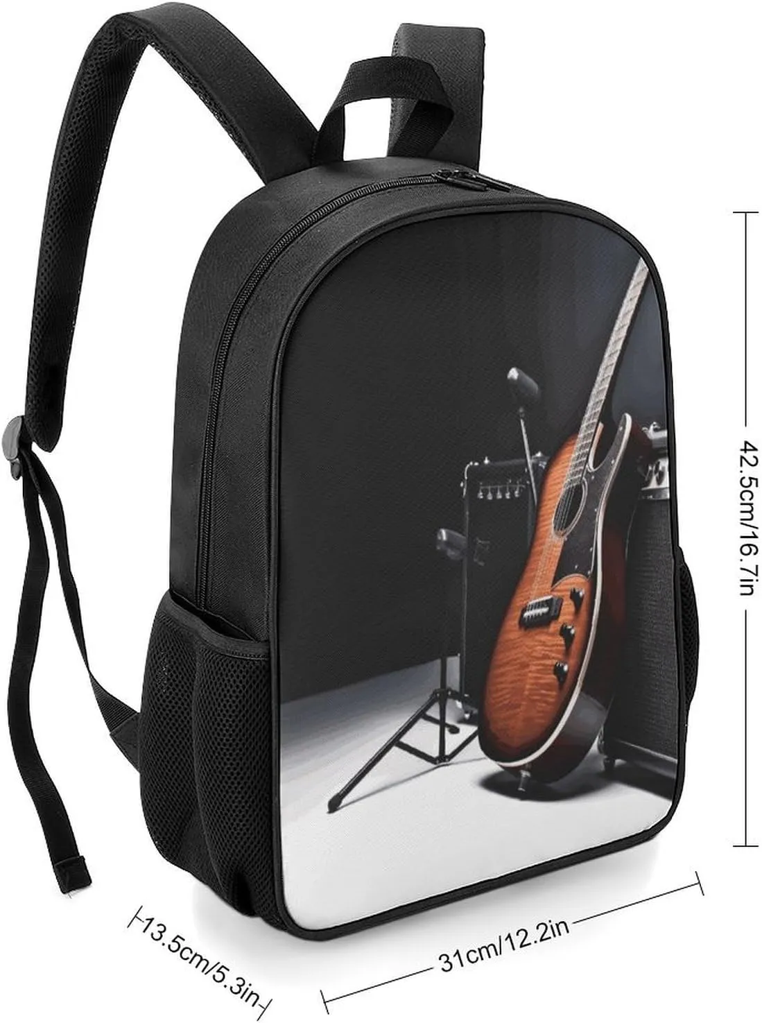 Lightweight Backpacks Cute Travel Bag Durable Musical Instrument Guitar Printing Small Travel Backpack For Women & Men