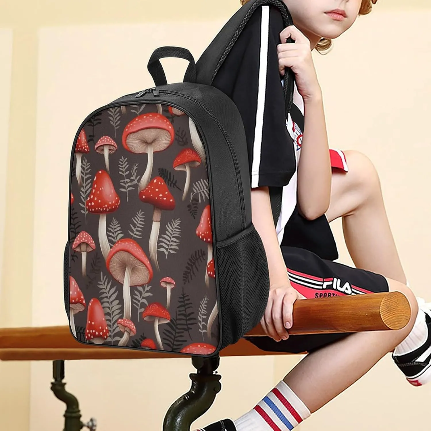 Lightweight Backpacks Cute Travel Bag Durable Red Mushrooms Printing Small Travel Backpack For Women & Men