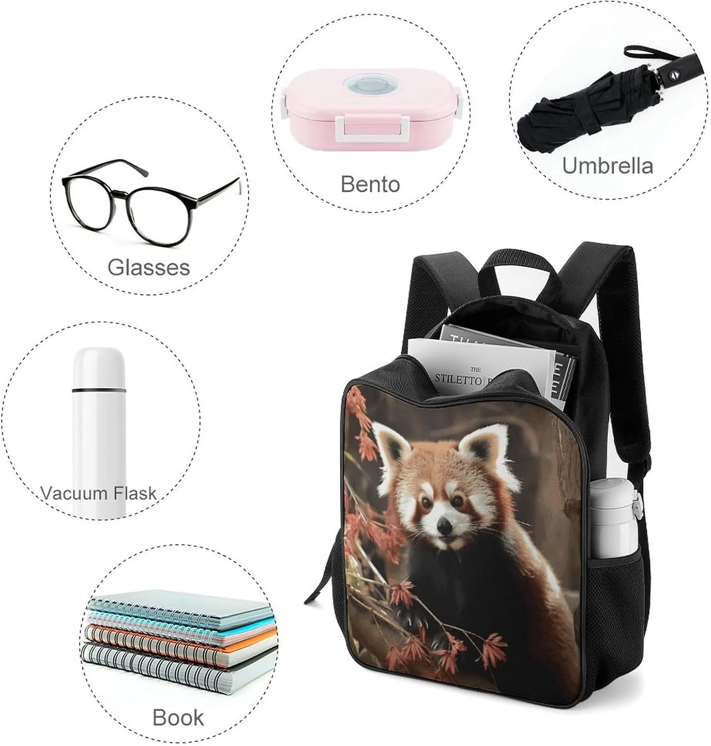 Lightweight Backpacks Cute Travel Bag Durable Red Pandas Printing Small Travel Backpack For Women & Men
