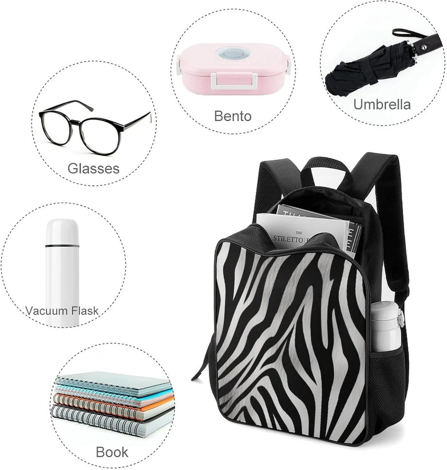Lightweight Backpacks Cute Travel Bag Durable Zebra Print Printing Small Travel Backpack For Women & Men