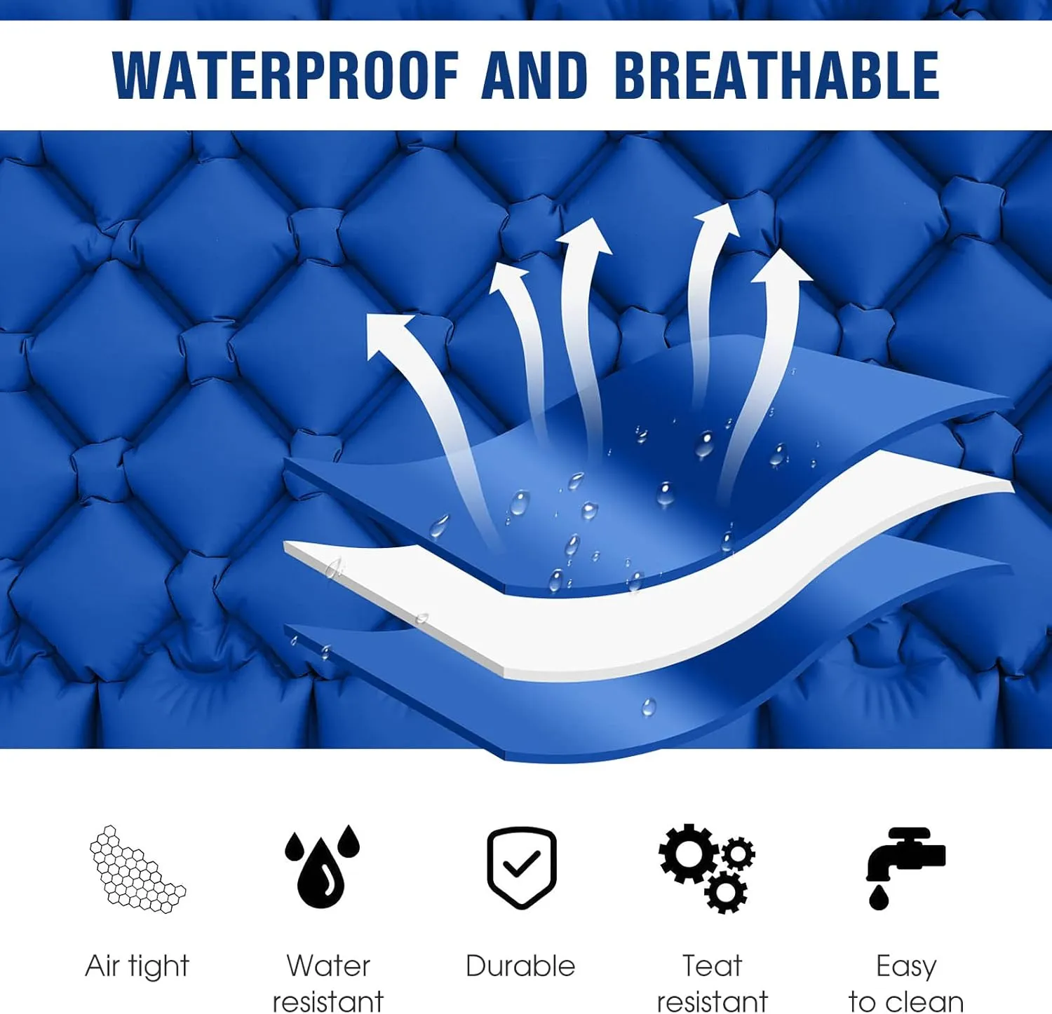 Lightweight Camping Mat with Air Pillow Portable Air Mattress Waterproof Backpacking Sleeping Pad