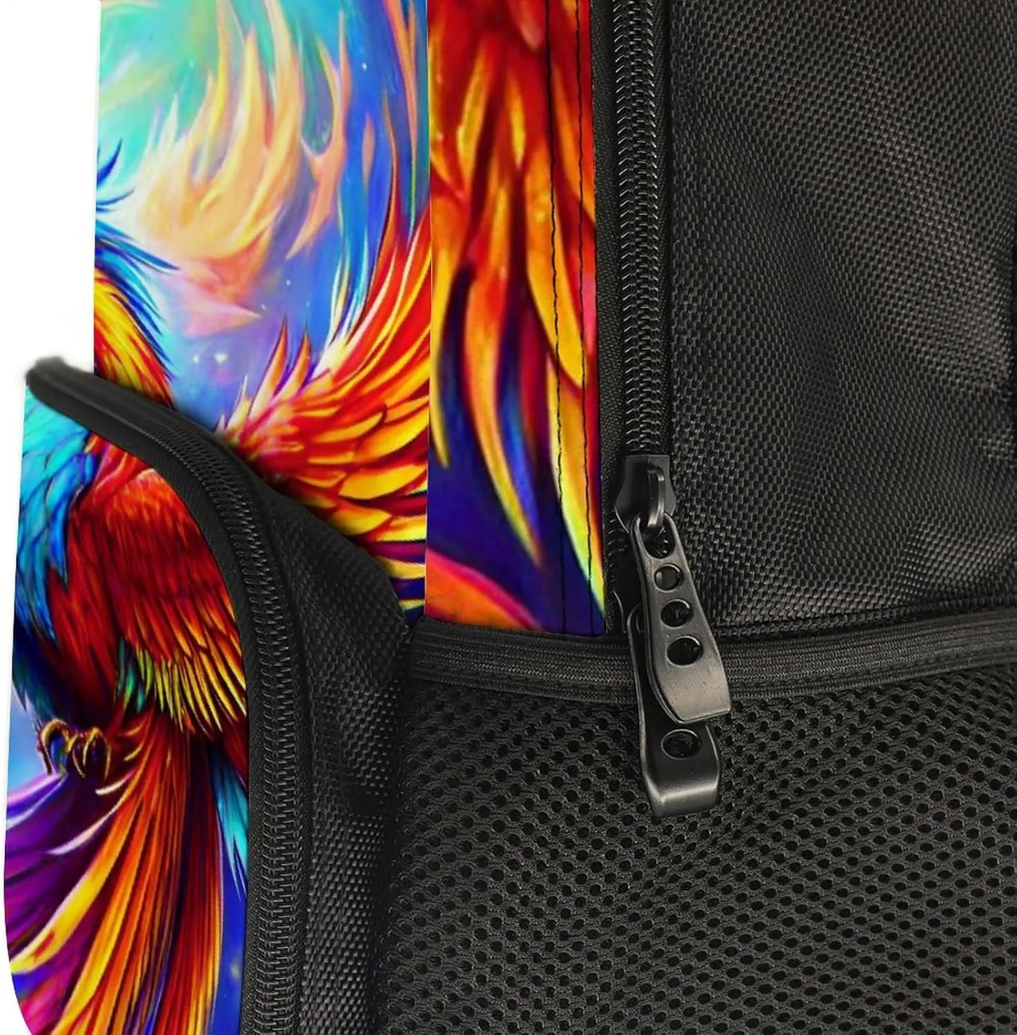 Lightweight Daypack Backpack for Sports Travel Running - Large Capacity Multipurpose Anti-Theft Bookbag, Mythical Red And Blue Fire Phoenix Bird Art Laptop Backpack Daypack