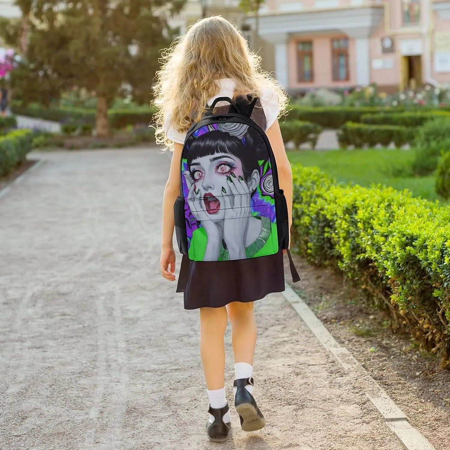Lightweight Daypack Bookbag for Trekking Business Walking Cycling - Big Capacity Anti-Theft Multipurpose Carry On Bag, Goth Gothic Weird Woman Tie Dye Art Business Computer Bag