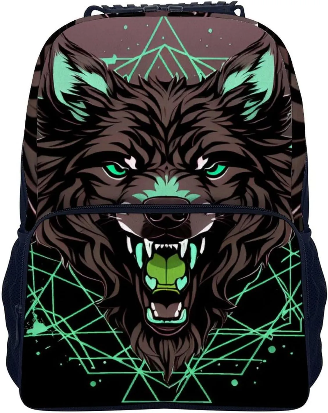 Lightweight Daypack Bookbag for Trekking Business Walking Cycling - Big Capacity Anti-Theft Multipurpose Carry On Bag, Wild Wolf Head Art Business Computer Bag