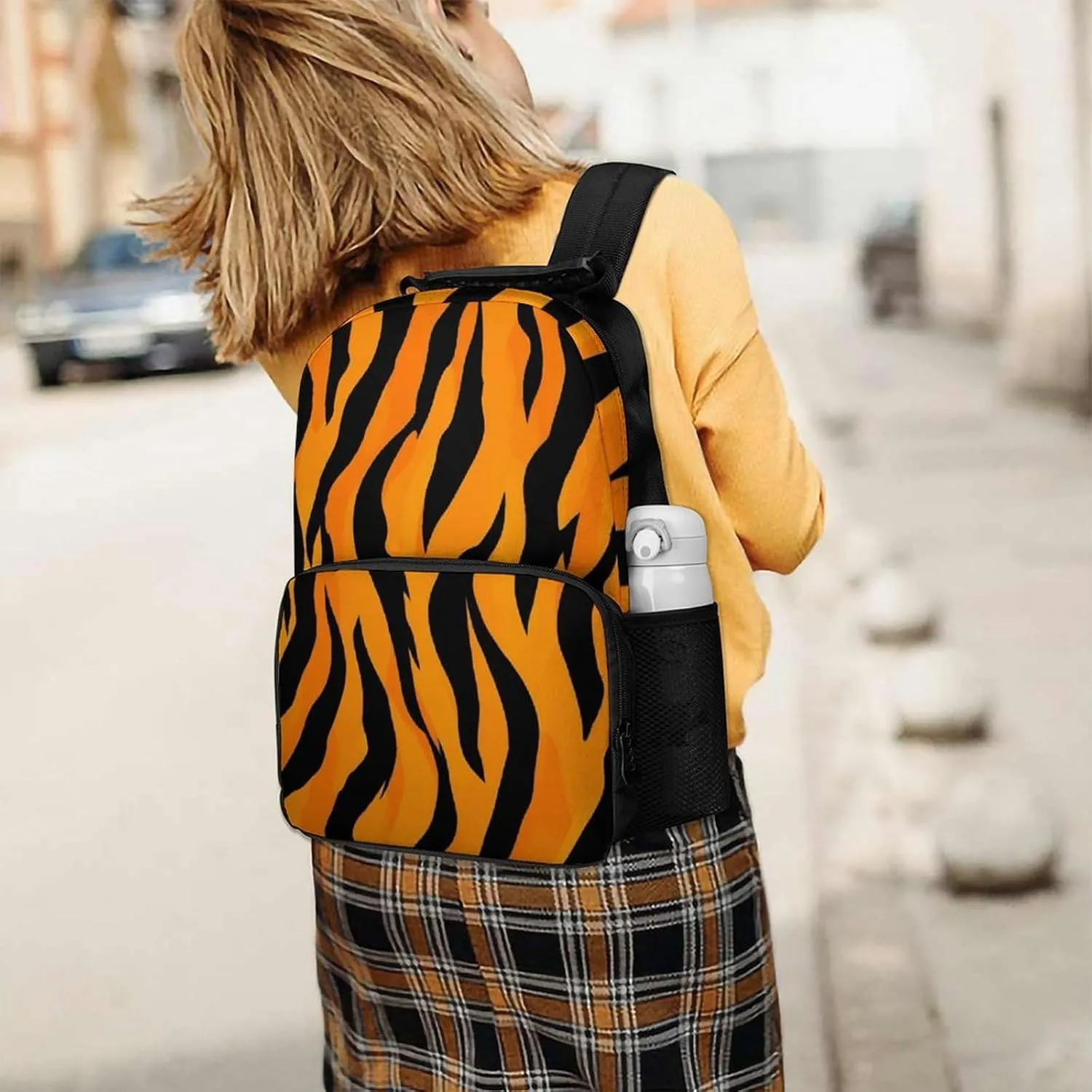 Lightweight Daypack for Camping Business Walking Cycling - Large Capacity Anti-Theft Multipurpose Bookbag, Animal Print Tiger Stripe Gym Outdoor Hiking Backpack