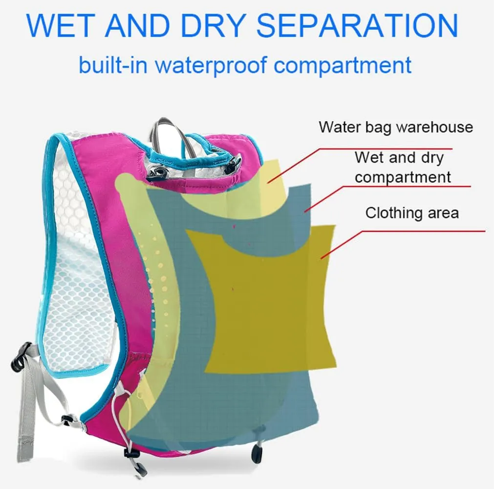 Lightweight Hydration Vest With 1.5L Water Bladder - Breathable Backpack for Running, Cycling, Hiking, Marathon - Men Women (0001 Purple)