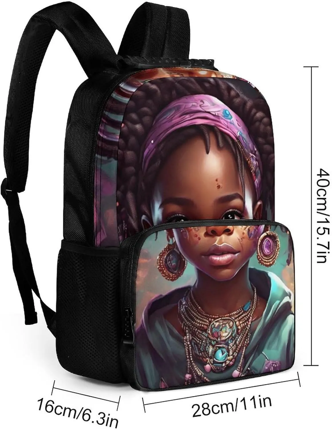Lightweight Rucksacks for Camping Picnic Walking Cycling - Large Capacity Multipurpose Anti-Theft Carry On Bag, Afro Women African American Black Woman Art Travel Hiking & Camping Rucksack