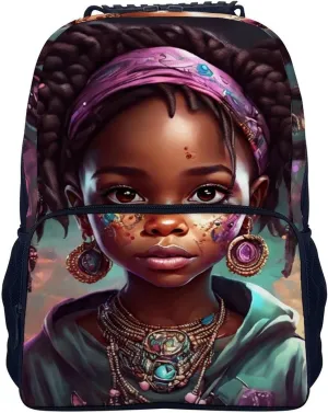 Lightweight Rucksacks for Camping Picnic Walking Cycling - Large Capacity Multipurpose Anti-Theft Carry On Bag, Afro Women African American Black Woman Art Travel Hiking & Camping Rucksack