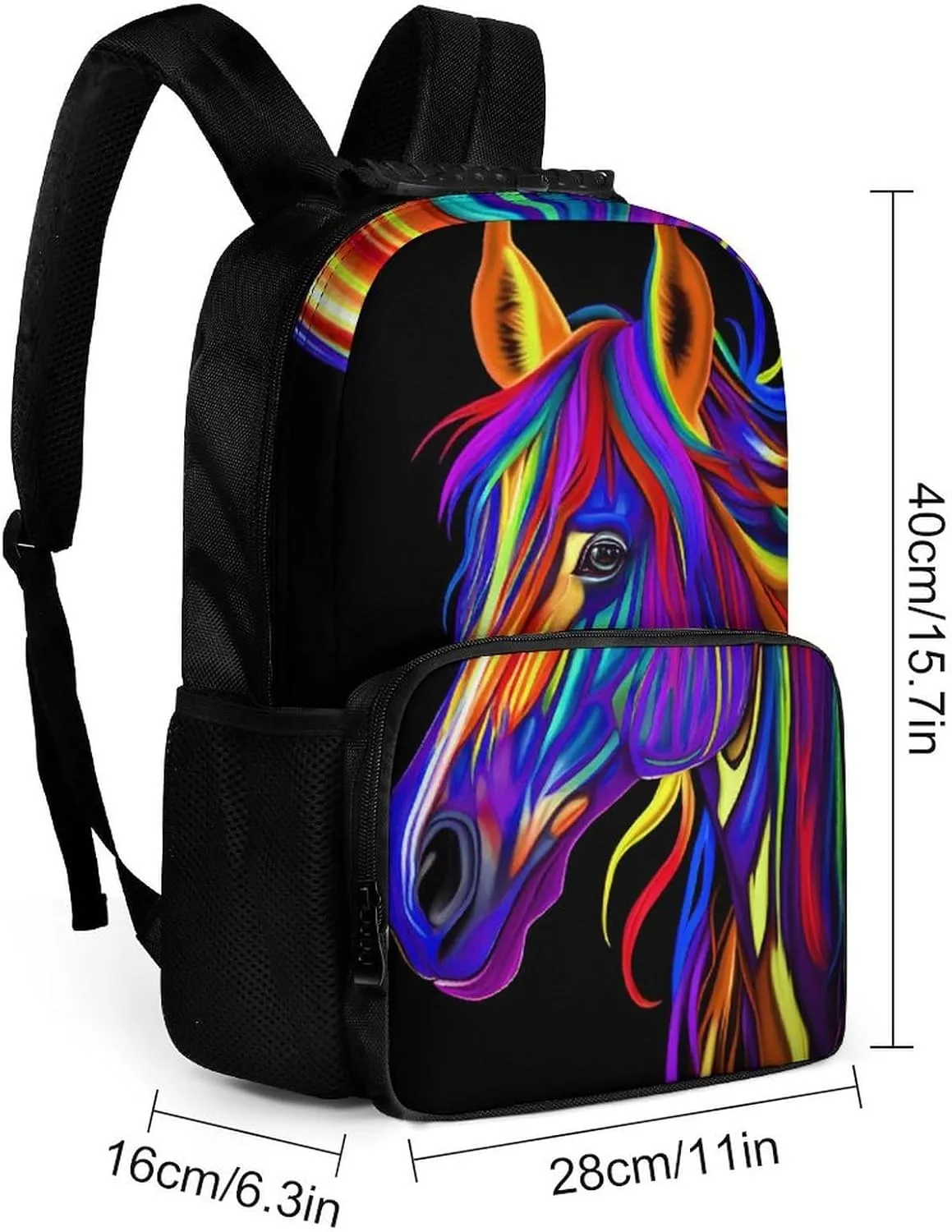Lightweight Rucksacks for Camping Picnic Walking Cycling - Large Capacity Multipurpose Anti-Theft Carry On Bag, Rainbow Wild Horse Head Art Travel Hiking & Camping Rucksack