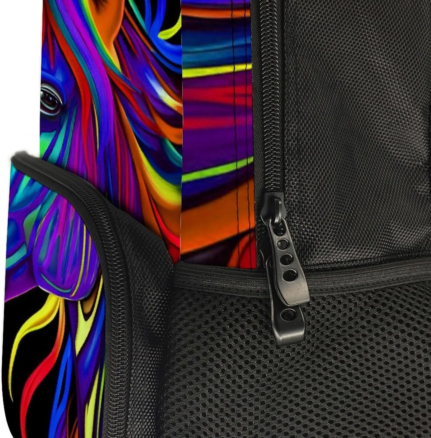 Lightweight Rucksacks for Camping Picnic Walking Cycling - Large Capacity Multipurpose Anti-Theft Carry On Bag, Rainbow Wild Horse Head Art Travel Hiking & Camping Rucksack