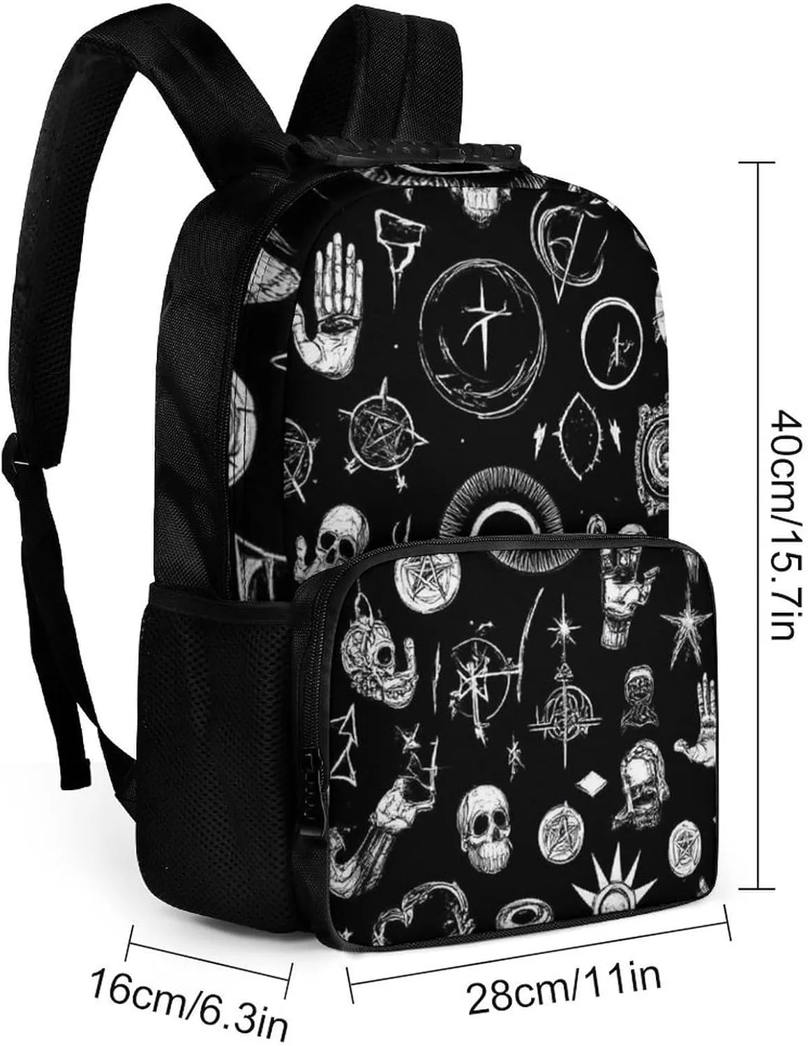 Lightweight Rucksacks for Camping Picnic Walking Cycling - Large Capacity Multipurpose Anti-Theft Carry On Bag, Skull Cat Moon Gothic Ouijas Boards Eyes Black Travel Hiking & Camping Rucksack