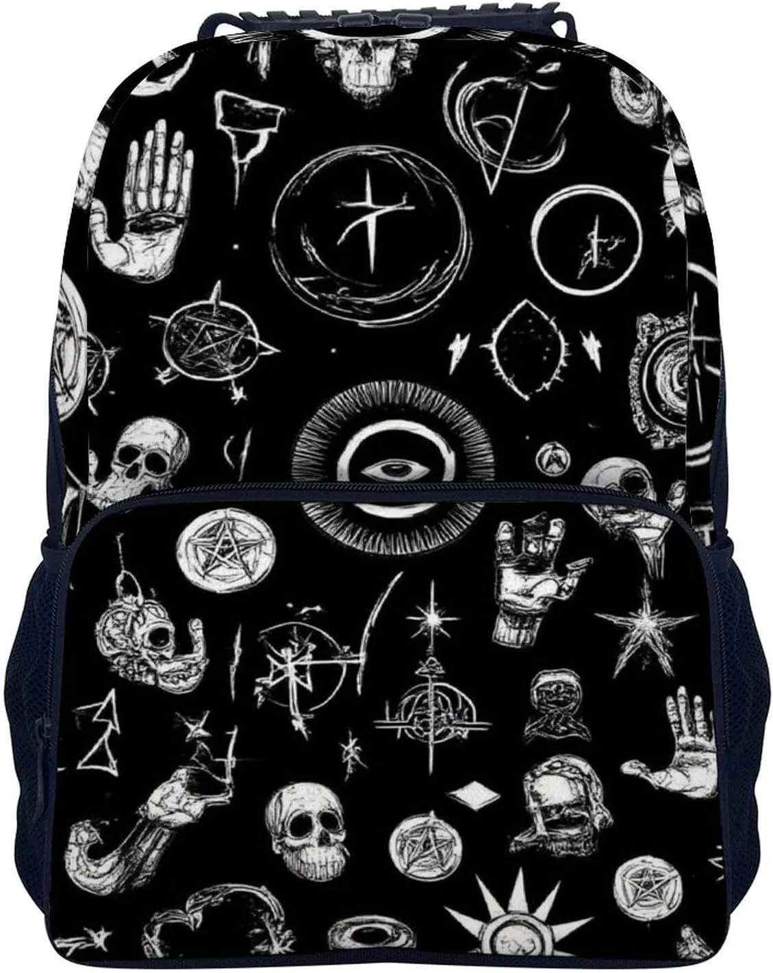 Lightweight Rucksacks for Camping Picnic Walking Cycling - Large Capacity Multipurpose Anti-Theft Carry On Bag, Skull Cat Moon Gothic Ouijas Boards Eyes Black Travel Hiking & Camping Rucksack