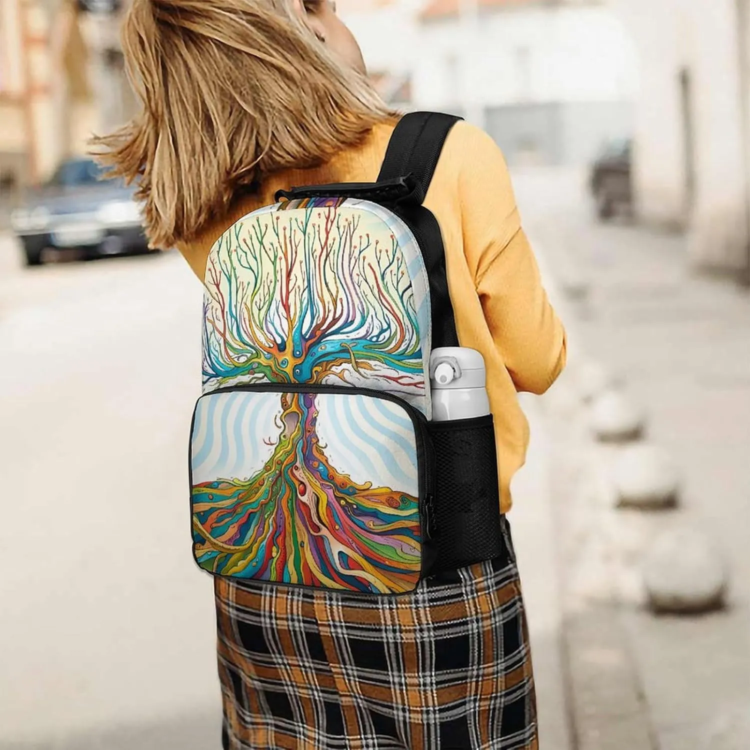 Lightweight Rucksacks for Climbing Outdoors Walking Cycling - Large Capacity Anti-Theft Multipurpose Carry On Bag, Funky Tree Art Camping Outdoor Backpack