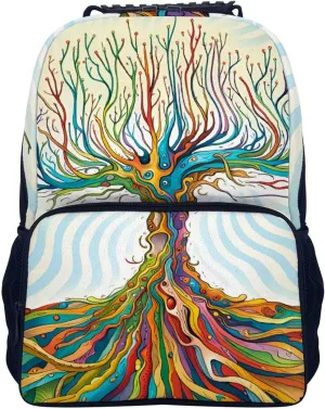 Lightweight Rucksacks for Climbing Outdoors Walking Cycling - Large Capacity Anti-Theft Multipurpose Carry On Bag, Funky Tree Art Camping Outdoor Backpack