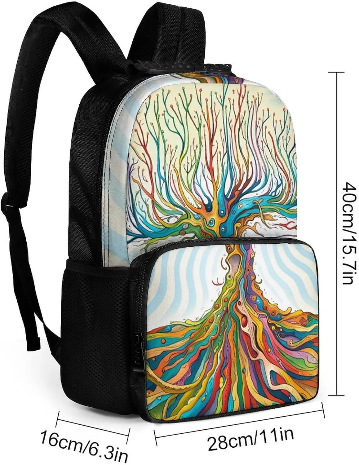 Lightweight Rucksacks for Climbing Outdoors Walking Cycling - Large Capacity Anti-Theft Multipurpose Carry On Bag, Funky Tree Art Camping Outdoor Backpack