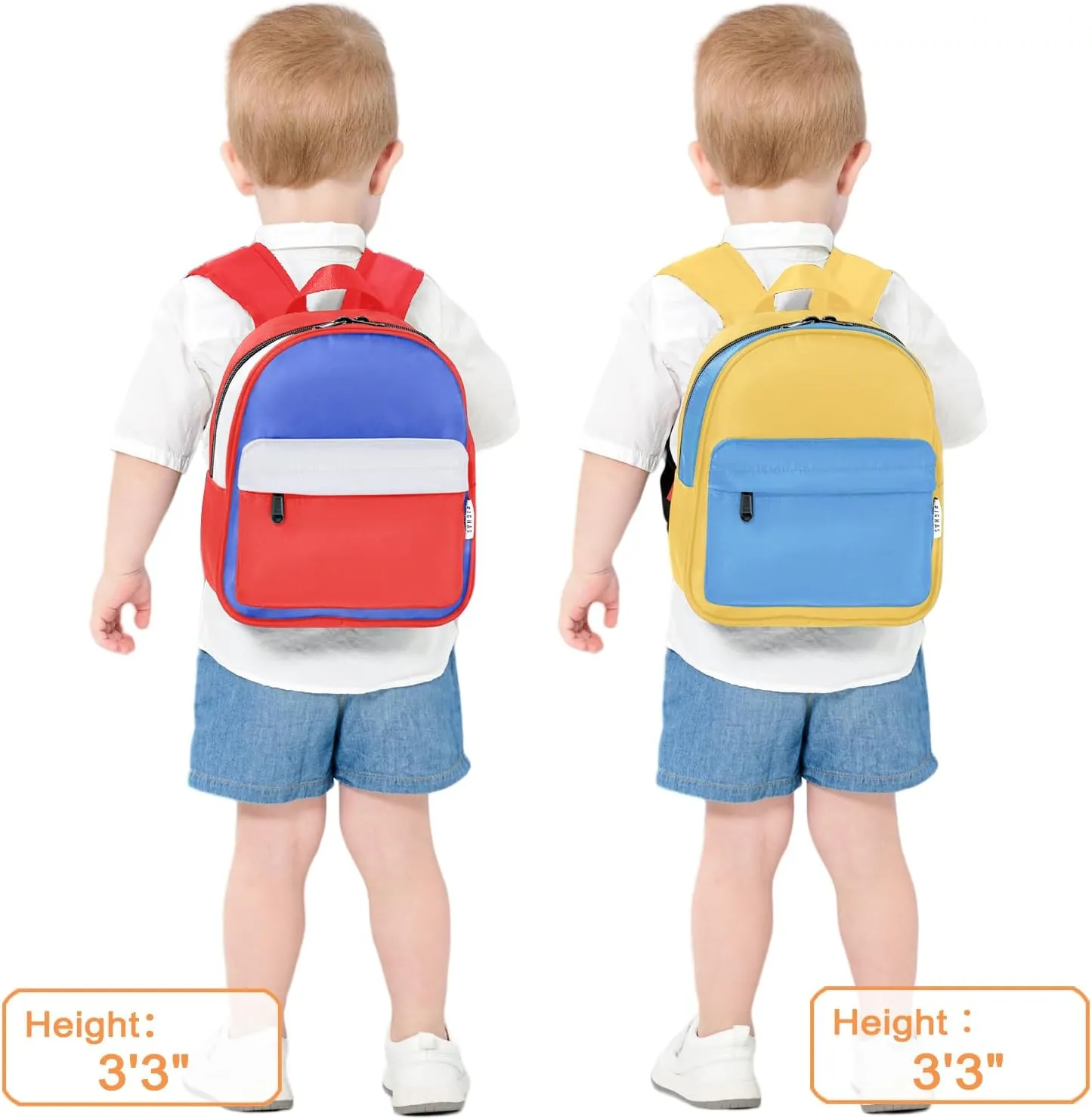 Lightweight Toddler Kids Backpack with Chest Strap For Boys and Girls, Preschool Kindergarten 3-6 Years Old 30 Colors (BWR)