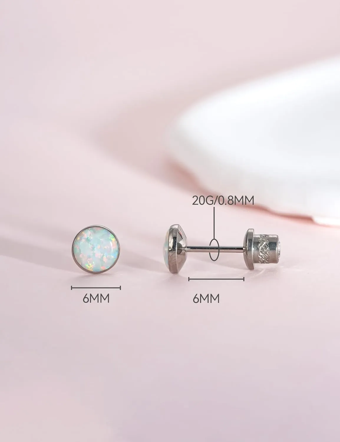 limerencia Hypoallergenic G23 Implant Grade Titanium Screw Back Earrings Tragus 20G Helix F136 Piercing Post for Sensitive Ears Cartilage
