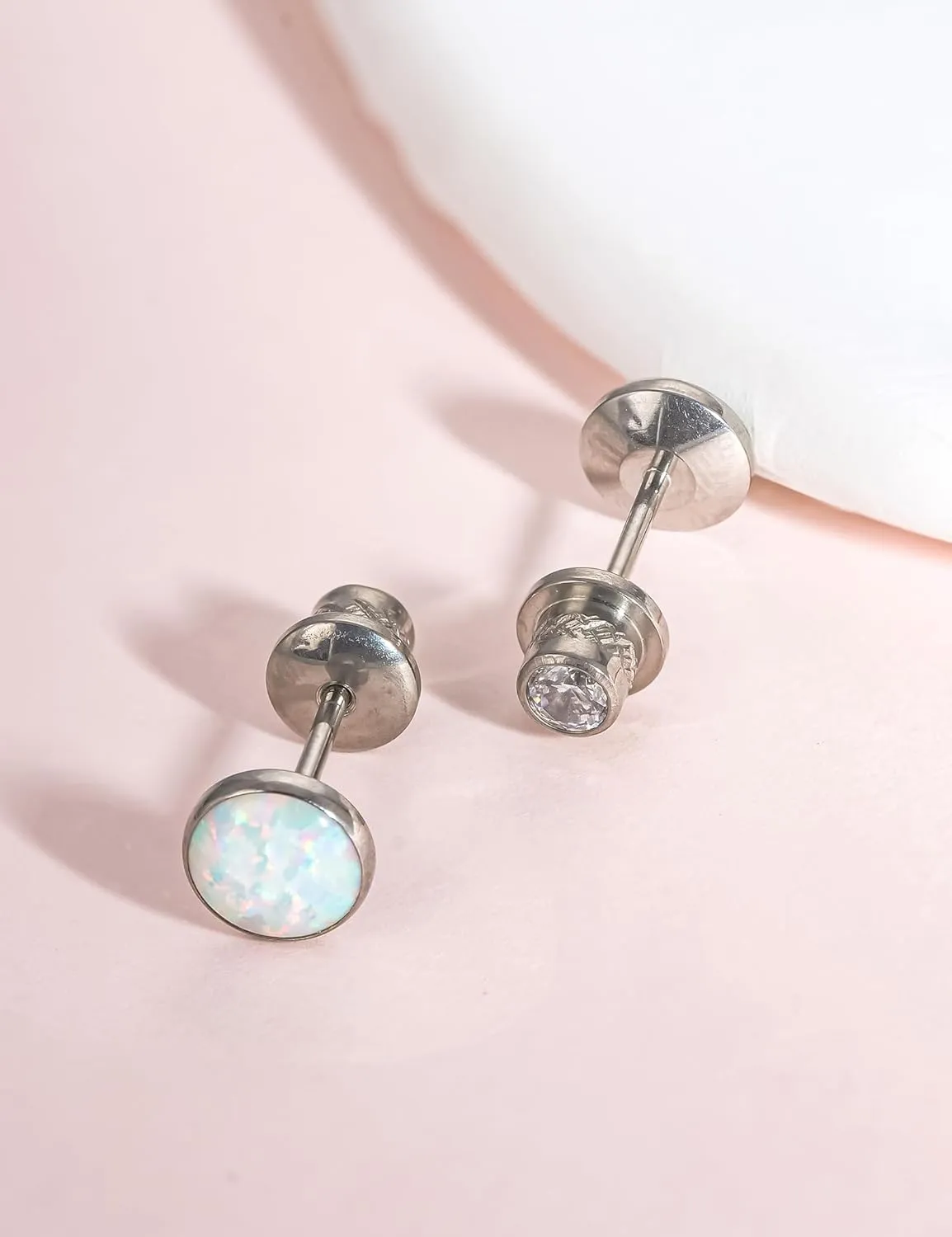 limerencia Hypoallergenic G23 Implant Grade Titanium Screw Back Earrings Tragus 20G Helix F136 Piercing Post for Sensitive Ears Cartilage