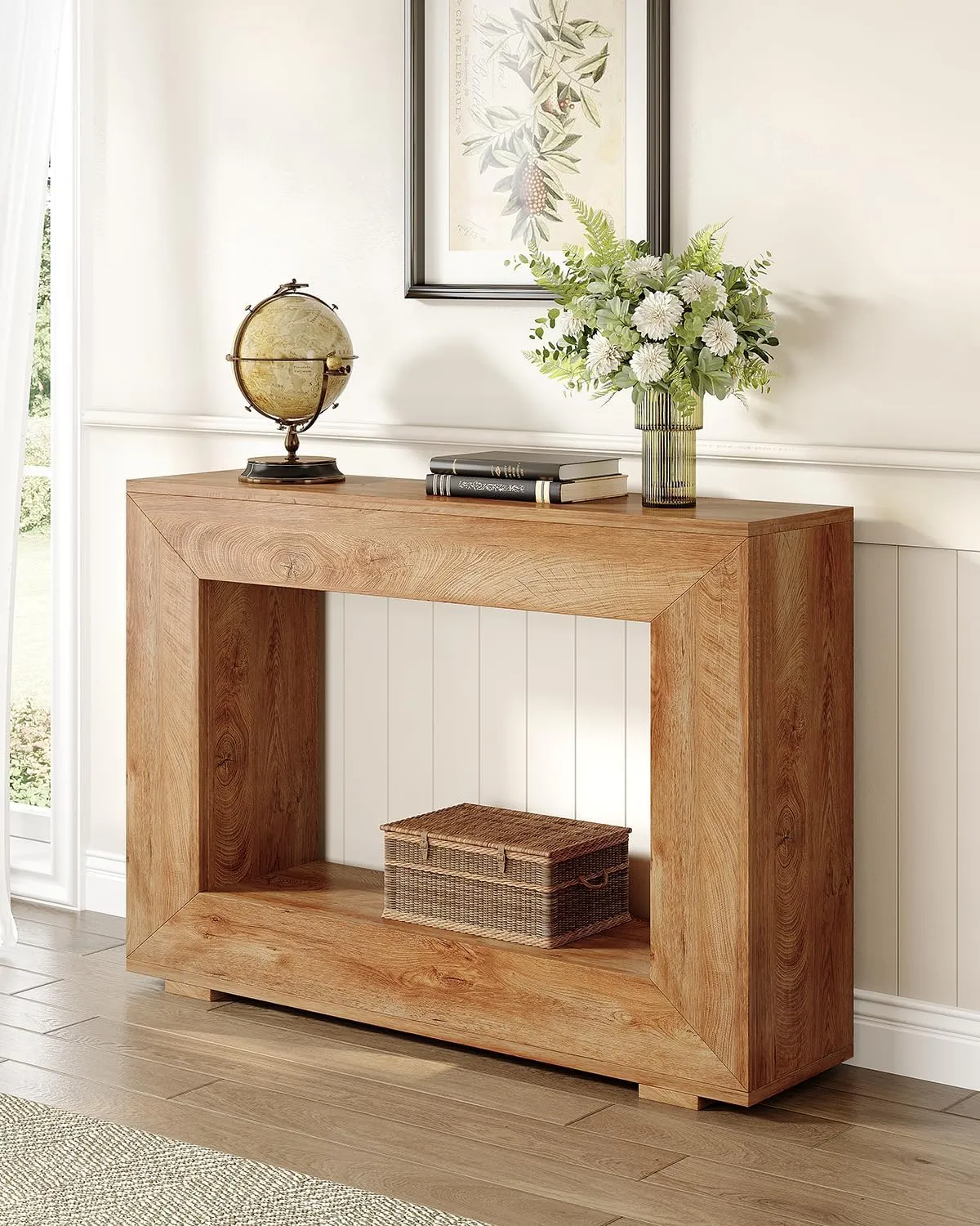 LITTLE TREE 47 Inches Console Table, Sofa Table with Storage, Modern Entryway Table for Hallway, Narrow Long Sofa Entryway Table for Living Room, Beige