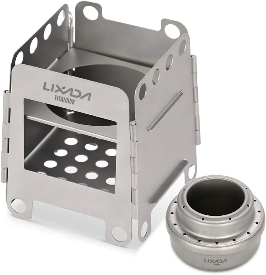 Lixada Camping Stove, Titanium Folding Wood Burning Stove Alcohol Burner Pocket Stove Portable Lightweight