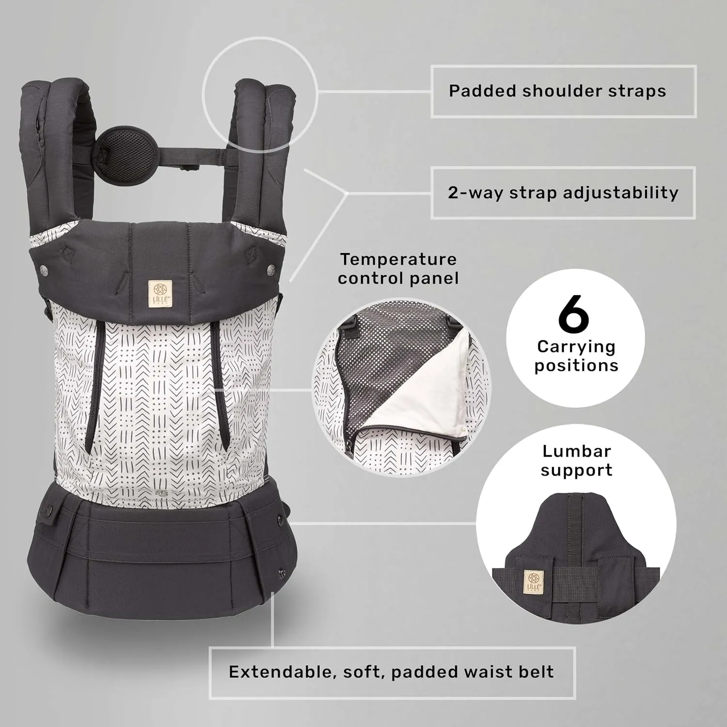 LÍLLÉbaby Complete All Seasons Ergonomic 6-in-1 Baby Carrier Infant to Toddler with Lumbar Support (7-45 Pounds), 360 Degree Baby Wearing & Multi-Position, Inward & Outward Facing (Etch)