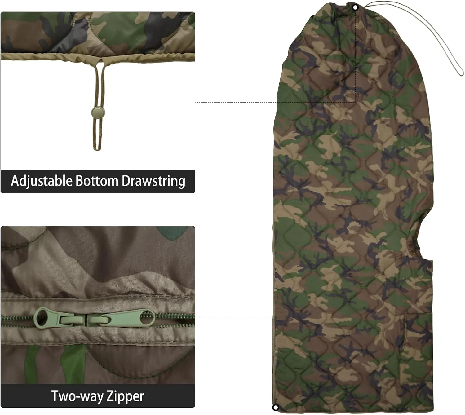 LOOGU Camo Blanket Waterproof Insulation Poncho Liner for Outdoor Camping, Hiking, Hunting, Survival, Backpacking, Picnicking