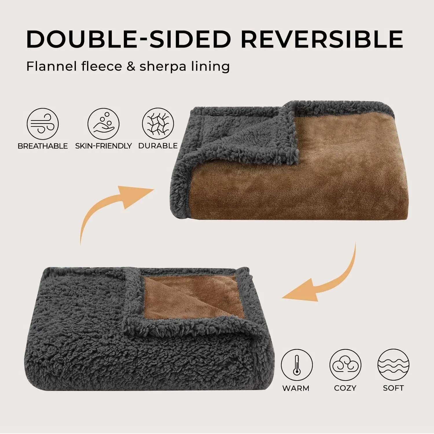 Luciphia Waterproof Blanket for Large Dogs Liquid Proof Furniture Protector Washable Pet Reversible Bed Cover for Couch Soft Sherpa Fleece Cat Blanket for Small Medium Khaki X-Large（85" x 57"）